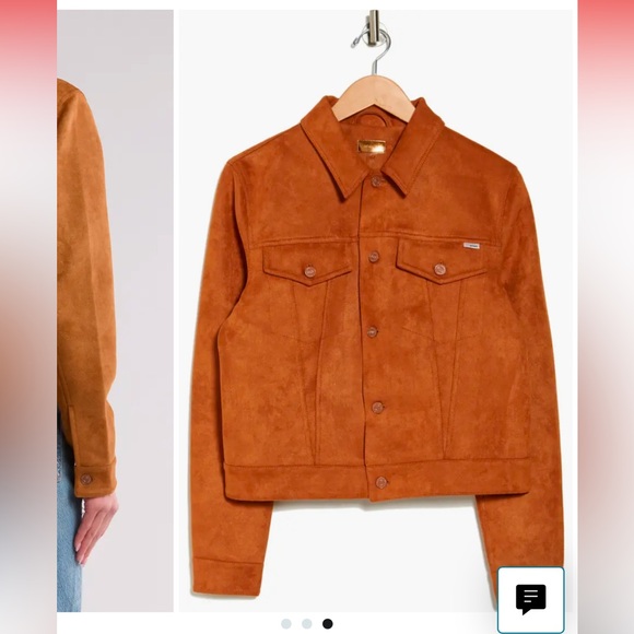 MOTHER Suede Trucker Jacket in Cognac Brown - Picture 4 of 4